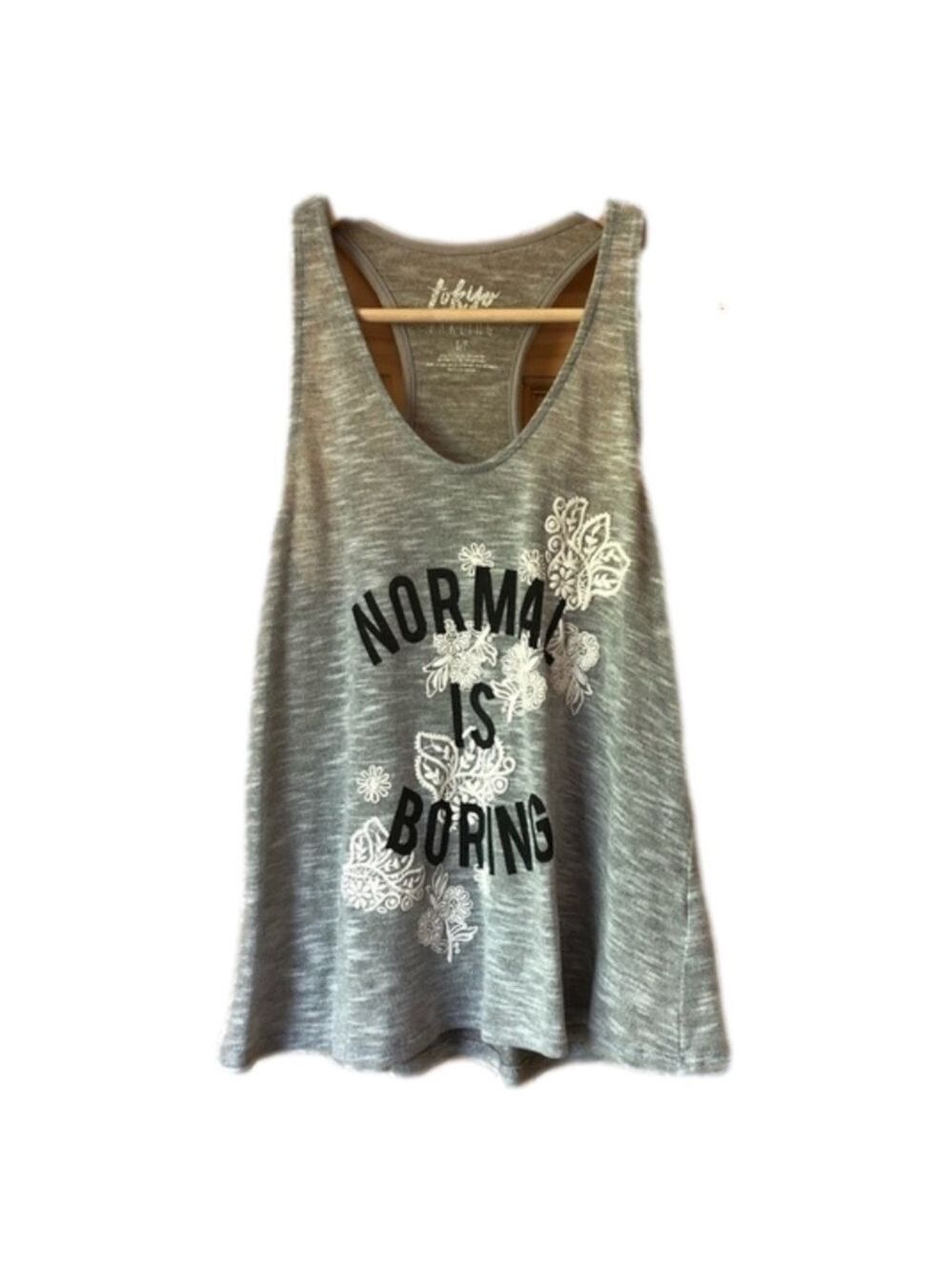 Tokyo Darling Normal is Boring floral racerback tank Jr S
